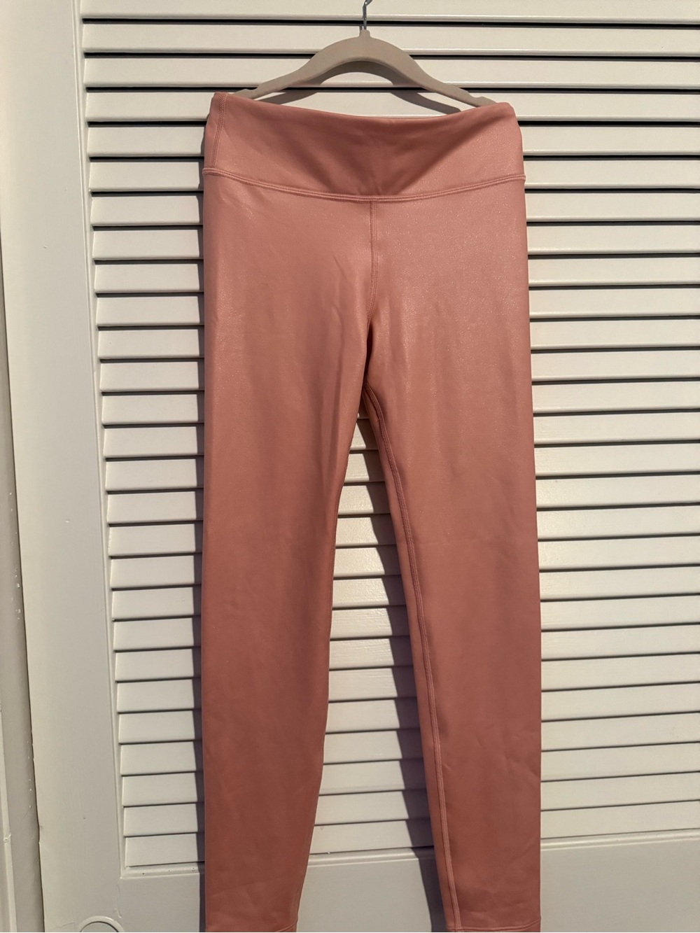 Athleta Girl High Rise Powervita Shine Tight Pink Mauve L / 12